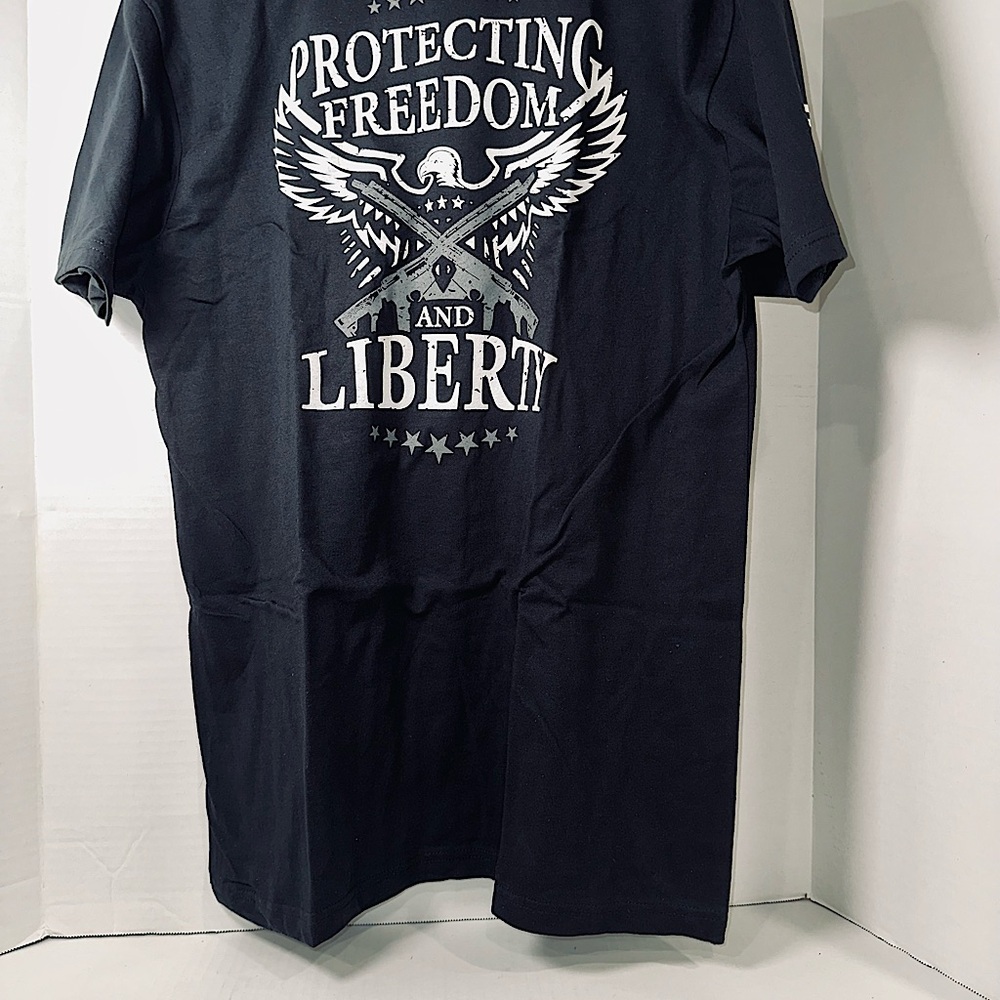 Black Short Sleeve Tee with Bold Eagle Graphic